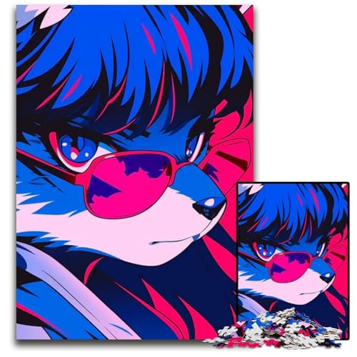 Cooles FuchsmitSonnenbrillePuzzle für Erwachsene 1000 Teile anspruchsvolle Puzzles für Teenager Familienspaß DIYDenkspiel Geschenk 1000 Teile (38 x 26 cm) von CXUOSADIP