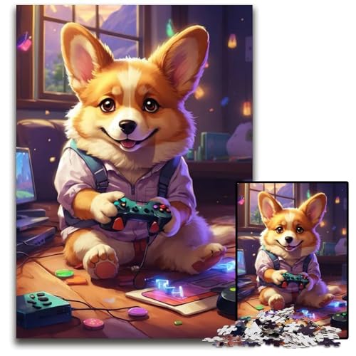CorgiHund 1000teiliges Puzzle Puzzle für Erwachsene farbenfrohe Heimdekoration interaktives Familienspiel 1000 Teile (38 x 26 cm) von CXUOSADIP