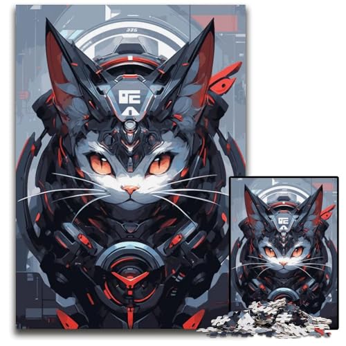 Cyber Cat Fusion 1000teiliges Puzzle für Erwachsene anspruchsvolles Denkspiel für Teenager Spaß für den Familienspielabend 1000 Teile (38 x 26 cm) von CXUOSADIP
