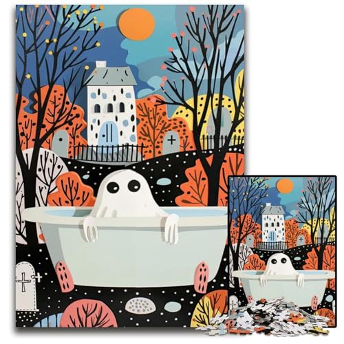 D Bathing Halloween Ghostb 1000teiliges Puzzle Puzzles für Erwachsene anspruchsvolle Denksportaufgabe Familienaktivität Heimdekoration 1000 Teile (75 x 50 cm) von CXUOSADIP