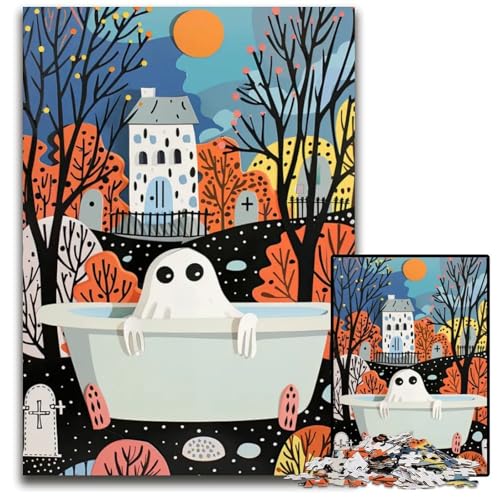 D Bathing Halloween Ghostb Puzzles für Erwachsene 1000teiliges Puzzle für Erwachsene Heimdekoration und Urlaubsspaß 1000 Teile (38 x 26 cm) von CXUOSADIP