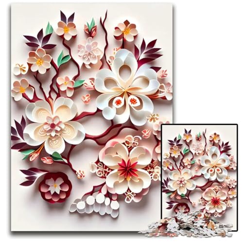 D BlumenringPuzzle 1000 Teile für Erwachsene Holzpuzzle Muttertag Geburtstag Weihnachten 1000 PCS (75 x 50 cm) von CXUOSADIP