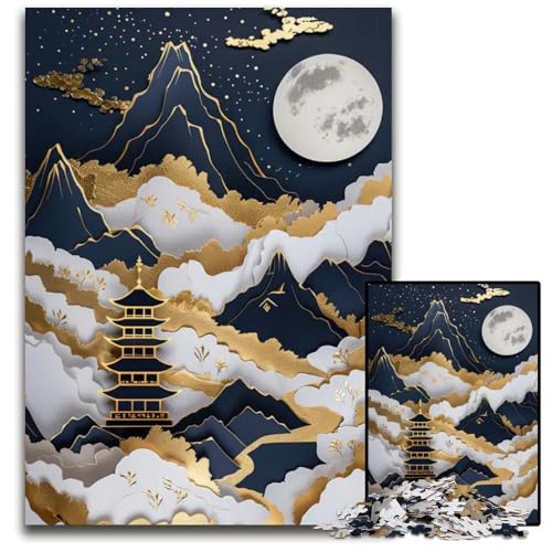 D Strukturierte japanische Pagodenlandschaft 1000teiliges Puzzle schwierige Puzzles für Erwachsene Weihnachten Halloween Ostern Neujahr 1000 Teile (75 x 50 cm) von CXUOSADIP