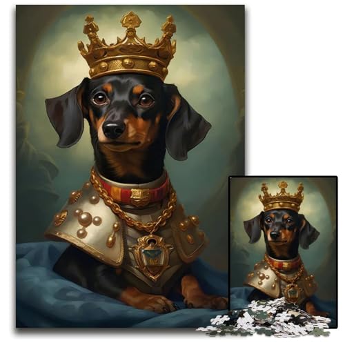 DackelPuzzle im KingStil 1000 Teile für Erwachsene Holzpuzzle für Erwachsene anspruchsvolles Denkspiel für Teenager Spaß für den Familienspielabend 1000 Teile (75 x 50 cm) von CXUOSADIP