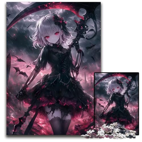DämonenSensenmannMädchenPuzzle 1000 Teile für Erwachsene Schwierige Puzzles für Erwachsene Geburtstagsgeschenkidee Herausforderndes Denkspiel 1000 Teile (38 x 26 cm) von CXUOSADIP