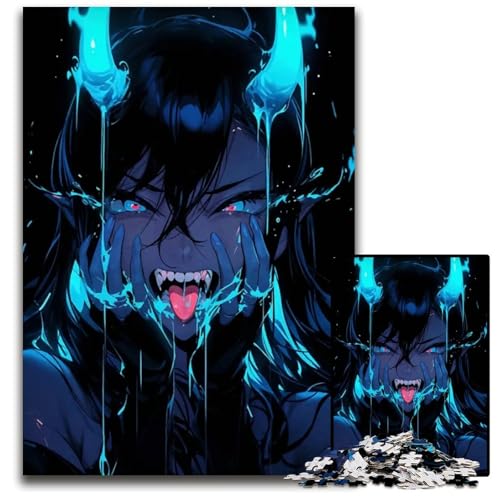 Dämonenmädchen mit Blauer Flüssigkeit Puzzle 1000 Teile pädagogisches Denkspiel künstlerische Heim und Bürodekoration ab 14 Jahren 1000 Teile (38 x 26 cm) von CXUOSADIP