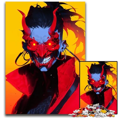 DämonenmaskenPorträtPuzzle 1000 Teile für Erwachsene anspruchsvolle Puzzles interaktives Familienspiel DIYHeimdekoration GehirnHerausforderung Geschenk 1000 Teile (38 x 26 cm) von CXUOSADIP