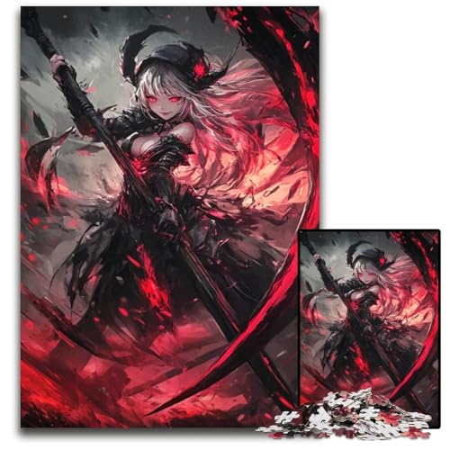 Dark Anime Warrior 1000teiliges Puzzle Holzpuzzle für Erwachsene anspruchsvolle Denksportaufgabe Familienaktivität Heimdekoration 1000 Teile (75 x 50 cm) von CXUOSADIP