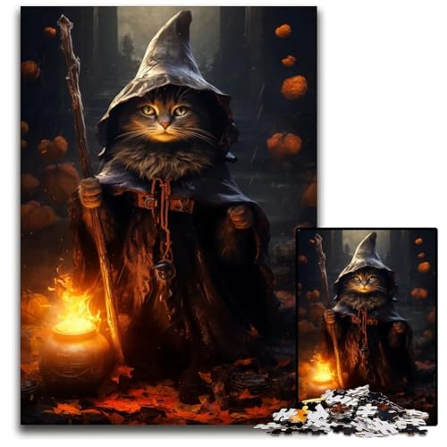 Die Hexenkatze 1000teiliges Puzzle für Erwachsene für Teenager Teenager ideales Geburtstags 1000 Teile (75 x 50 cm) von CXUOSADIP