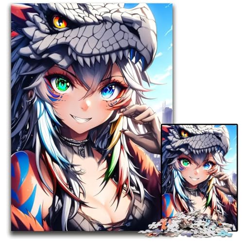 Dino Anime Girl 14teiliges Puzzle für Erwachsene Holzpuzzle für die Heimdekoration ideales Weihnachts und Neujahrsgeschenk für Teenager 1000 Teile (38 x 26 cm) von CXUOSADIP