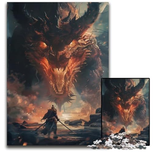 Dragon Anime Fiery Fantasy14 Puzzles für Erwachsene 1000 Holzpuzzles für Heimdekoration Gehirntraining 1000 Teile (38 x 26 cm) von CXUOSADIP