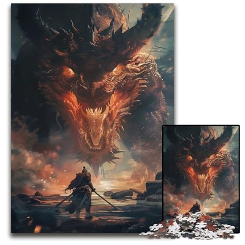 Dragon Anime Fiery Fantasy14 Puzzles für Erwachsene 1000 Holzpuzzles für Heimdekoration Gehirntraining 1000 Teile (75 x 50 cm) von CXUOSADIP