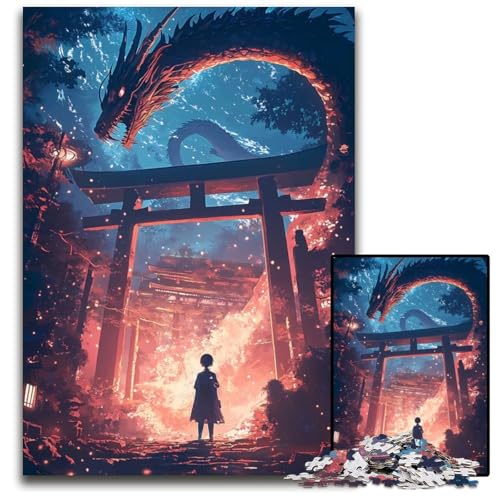 Dragon Gate on Fire Puzzle 1000 Teile Unmögliches Puzzle für Erwachsene Lernspielzeug für Teenager Home Office Dekor 1000 PCS (75x50cm) von CXUOSADIP