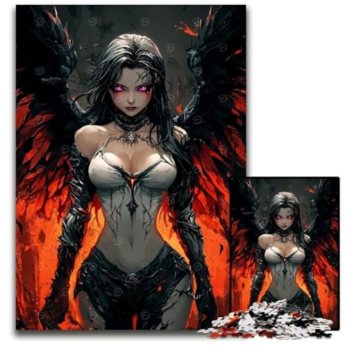 Dunkler Engel mit purpurroten Flügeln Puzzle 1000 Teile unmögliches Puzzle für Erwachsene Lernspielzeug für Teenager HeimbüroDekor 1000 Teile (75 x 50 cm) von CXUOSADIP