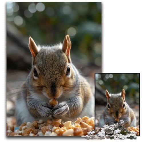 EIN Eichhörnchen das Samen frisst 1000teiliges Puzzle schwierige Puzzles für Erwachsene Weihnachten Halloween Ostern Neujahr 1000 Teile (38 x 26 cm) von CXUOSADIP