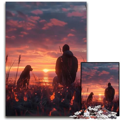 EIN Mann Denkt an seinen Hund14 1000teiliges Puzzle schwierige Puzzles für Erwachsene Weihnachten Halloween Ostern Neujahr 1000 Teile (38 x 26 cm) von CXUOSADIP