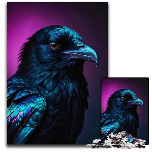 EIN Rabe Curiosityb 1000teiliges Puzzle Puzzles für Erwachsene anspruchsvolle Denksportaufgabe Familienaktivität Heimdekoration 1000 Teile (38 x 26 cm) von CXUOSADIP