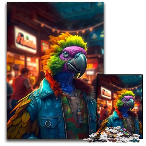 EIN anthropomorpher Papagei 1000teiliges Puzzle Holzpuzzle perfekt für Teenager und Sammler ideale Heimdekoration und Reisegeschenk 1000 Teile (38 x 26 cm) von CXUOSADIP