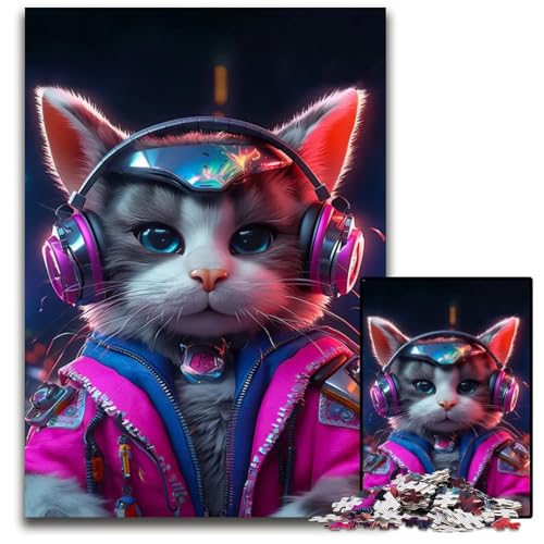 EIN anthropomorphes KatzenPuzzle für Erwachsene 1000 Puzzles interaktives Familienspiel GehirnHerausforderung Lernspielzeug 1000 Teile (75 x 50 cm) von CXUOSADIP