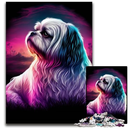 EIN farbenfroher ShitzuHund 1000teiliges Puzzle für Erwachsene Puzzle Denksportaufgabe Spiel für Erwachsene interaktive Familienaktivität 1000 Teile (38 x 26 cm) von CXUOSADIP