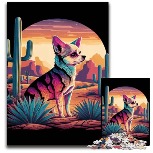 EIN farbenfrohes ChihuahuaPuzzle mit 1000 Teilen Schwierige Puzzles für Erwachsene Weihnachten Halloween Ostern Neujahr 1000 Teile (75 x 50 cm) von CXUOSADIP