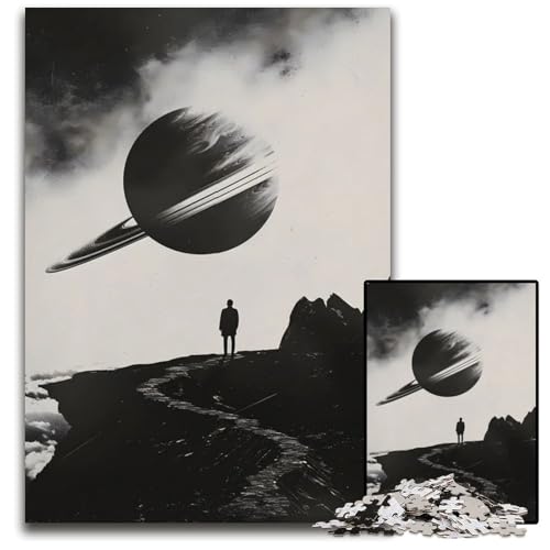 EIN stehender Mann mit SaturnPlan Puzzleteil aus Holz Spiel für Erwachsene Geschenk interaktives Familienspiel GehirnHerausforderung 1000 Teile (75 x 50 cm) von CXUOSADIP