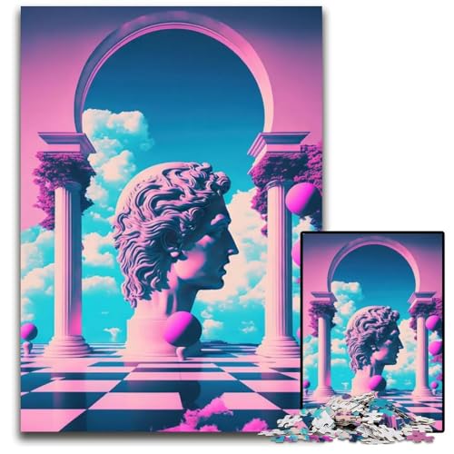 Eine VaporwaveErkundung 1000teiliges Puzzle für Erwachsene Puzzle Denksportaufgabe Spiel für Erwachsene interaktive Familienaktivität 1000 Teile (38 x 26 cm) von CXUOSADIP