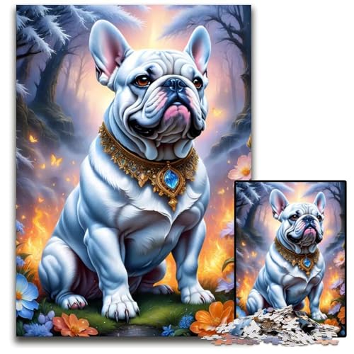 Fantasy Bulldog Puzzle 1000 Teile für Erwachsene Holzpuzzle für Erwachsene anspruchsvolles Denkspiel für Teenager Spaß für den Familienspielabend 1000 Teile (75 x 50 cm) von CXUOSADIP