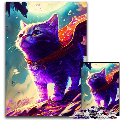 Fantasy Cat Journey Puzzles für 1000 Teile aus Holz anspruchsvolles Denkspiel für Teenager Spaß am Familienspielabend 1000 Teile (75 x 50 cm) von CXUOSADIP