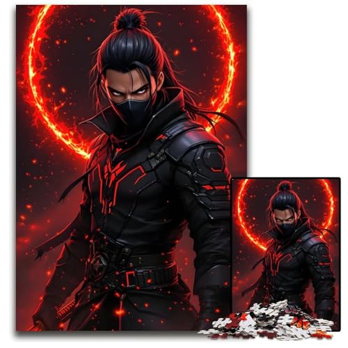 Fiery Ninja Warrior14 Puzzles 1000 Teile für Erwachsene Unmögliche Puzzles für Erwachsene Anspruchsvolles Denkspiel für Teenager Spaß am Familienspieleabend 1000 Teile (38 x 26 cm) von CXUOSADIP