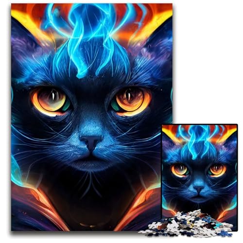 Flaming Cat 1000teiliges Puzzle für Erwachsene anspruchsvolles Denkspiel für Teenager Spaß für den Familienspielabend 1000 Teile (75 x 50 cm) von CXUOSADIP