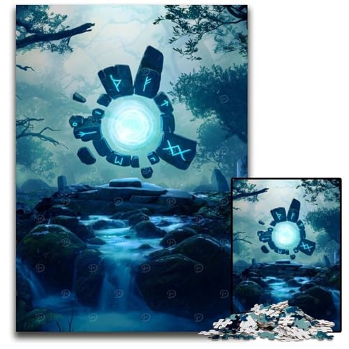 Forest Runes 1000teiliges Puzzle für Erwachsene Muttertag Geburtstag Weihnachten 1000 Teile (75 x 50 cm) von CXUOSADIP