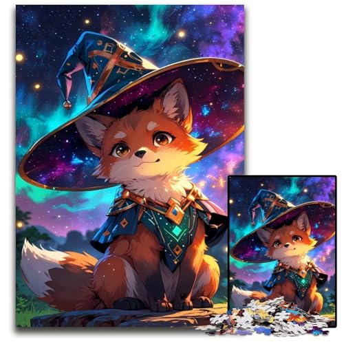 FuchsZauberer mit Sternenhut Puzzle 1000 Teile Holzpuzzle perfekt für Familienspaß an Weihnachten Thanksgiving Geburtstagen Ostern 1000 Teile (75 x 50 cm) von CXUOSADIP