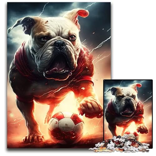 FußballhundNeonPuzzle 1000 Teile für Erwachsene Holzpuzzle perfekt für Familienspaß Partyspiele Geburtstagspartygeschenke 1000 Teile (75 x 50 cm) von CXUOSADIP