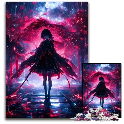 Futuristisches KirschmädchenPuzzle 1000 Teile für Erwachsene Unmögliche Puzzles für Erwachsene Anspruchsvolles Denkspiel für Teenager Spaß für den Familienspieleabend 1000 Teile (75 x 50 cm) von CXUOSADIP