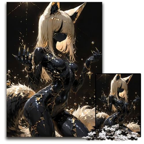 Golden Fox Girl Puzzle anspruchsvolle Puzzles Denksportaufgabe interaktives Familienspiel geeignet für Kinder ab 14 Jahren 1000 Teile (38 x 26 cm) von CXUOSADIP