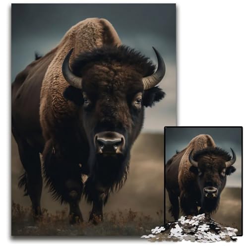 Grazing Bison 1000teiliges Puzzle für Erwachsene Muttertag Geburtstag Weihnachten 1000 Teile (75 x 50 cm) von CXUOSADIP