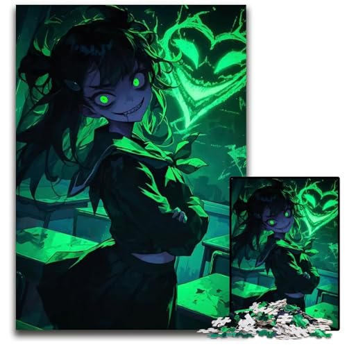 GreenEyed Anime Girl Puzzle für Erwachsene Holzpuzzle für die Heimdekoration ideales Weihnachts und Neujahrsgeschenk für Teenager 1000 Teile (75 x 50 cm) von CXUOSADIP