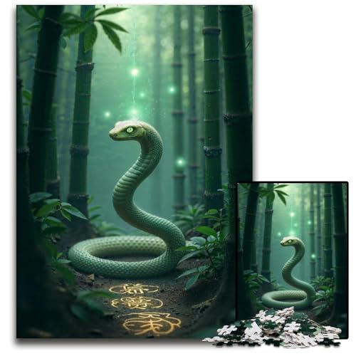 Grüne Schlange im Bambuswald 1000teiliges Puzzle für Erwachsene Papierpuzzle Geburtstagsgeschenkidee anspruchsvolles Denkspiel 1000 Teile (38 x 26 cm) von CXUOSADIP