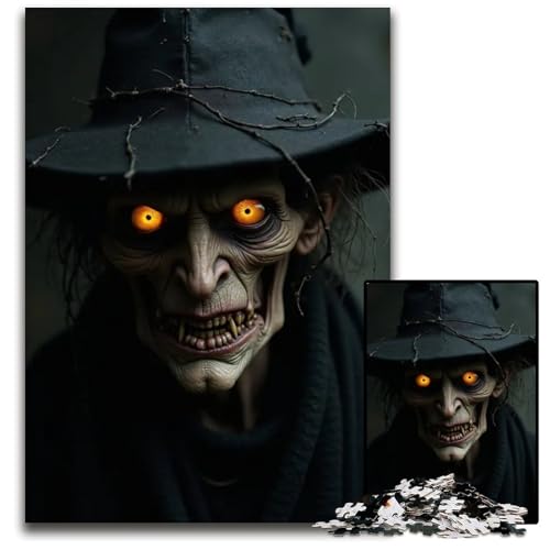 Gruselige Hexenfigur Puzzle 1000 Teile anspruchsvolle Puzzles interaktives Familienspiel GehirnHerausforderung Lernspielzeug 1000 Teile (38 x 26 cm) von CXUOSADIP