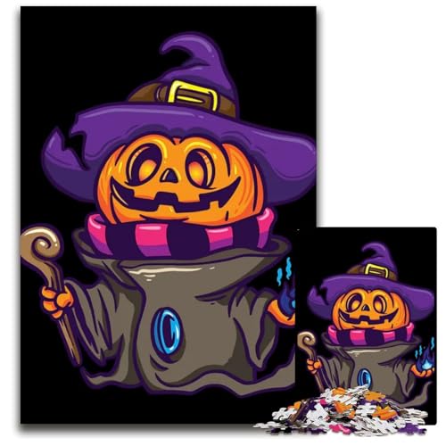 HalloweenHexenPuzzle 1000 Teile für Erwachsene Holzpuzzle für Erwachsene anspruchsvolles Denkspiel für Teenager Spaß für den Familienspieleabend 1000 Teile (75 x 50 cm) von CXUOSADIP