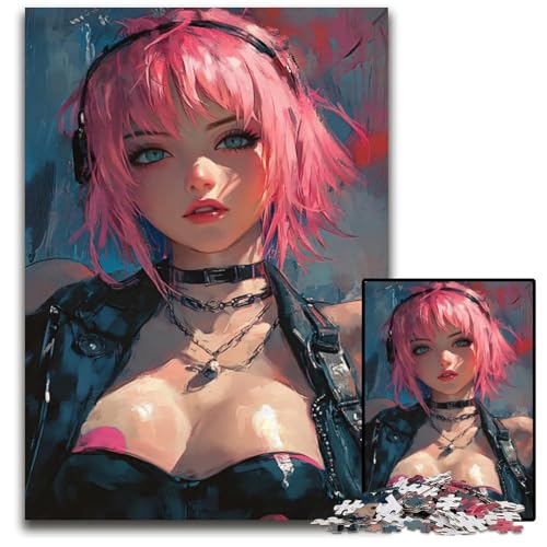 Haruno Sakura Biker Style14 Puzzle 1000 Teile für Erwachsene Holzpuzzle für Erwachsene Heimdekoration 1000 Teile (75 x 50 cm) von CXUOSADIP