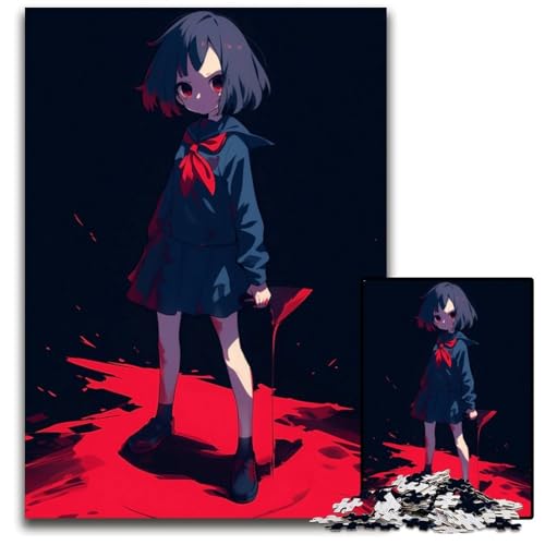 HorrorMangaPuzzles 1000 Teile für Erwachsene Unmögliche Puzzles für Erwachsene Anspruchsvolles Denkspiel für Teenager Spaß am Familienspieleabend 1000 Teile (38 x 26 cm) von CXUOSADIP