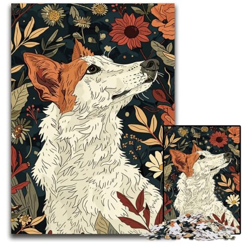 Hund im Blumengarten 1000teiliges Puzzle für Erwachsene Muttertag Geburtstag Weihnachten 1000 Teile (75 x 50 cm) von CXUOSADIP