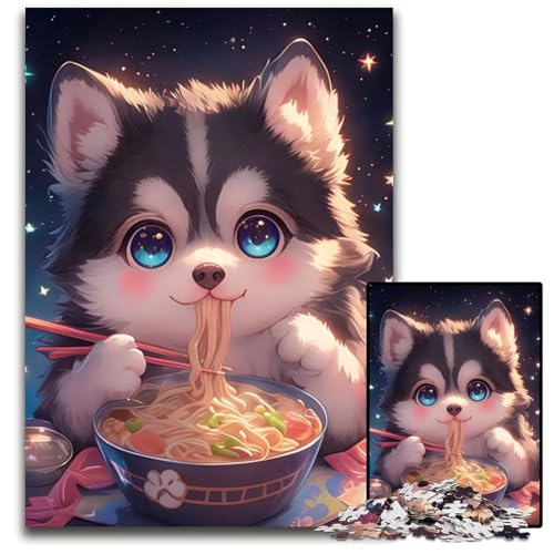 Husky isst SpaghettiPuzzle 1000 Teile unmögliches Puzzle für Erwachsene Lernspielzeug für Teenager HeimbüroDekor 1000 Teile (38 x 26 cm) von CXUOSADIP