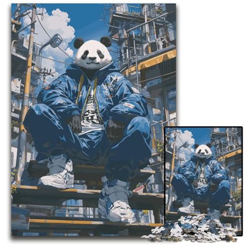Japanische Urban PandaPuzzles 1000 Teile für Erwachsene Papierpuzzles für Erwachsene ideal für Familienspaß Entspannung 1000 Teile (38 x 26 cm) von CXUOSADIP