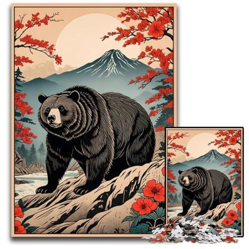 Japanisches BärenbergPuzzle 1000 Teile für Erwachsene Papierpuzzle für Erwachsene anspruchsvolles Denkspiel für Teenager Spaß für den Familienspieleabend 1000 Teile (38 x 26 cm) von CXUOSADIP
