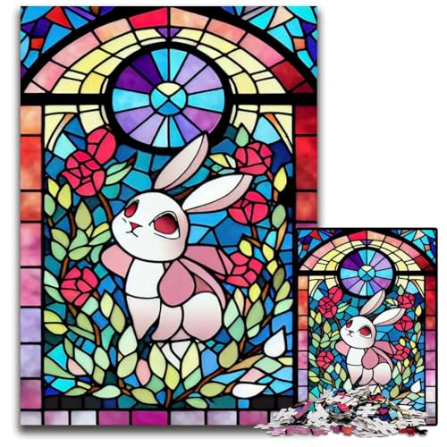 KaninchenPuzzles im BuntglasStil für 1000teiliges Papierpuzzle anspruchsvolles Denkspiel für Teenager Spaß am Familienspielabend 1000 Teile (38 x 26 cm) von CXUOSADIP
