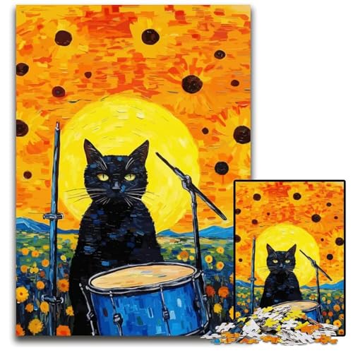 KatzenStil Van Gogh 1000teiliges Puzzle für Erwachsene Holzpuzzle Geburtstagsgeschenkidee anspruchsvolles Denkspiel 1000 Teile (75 x 50 cm) von CXUOSADIP