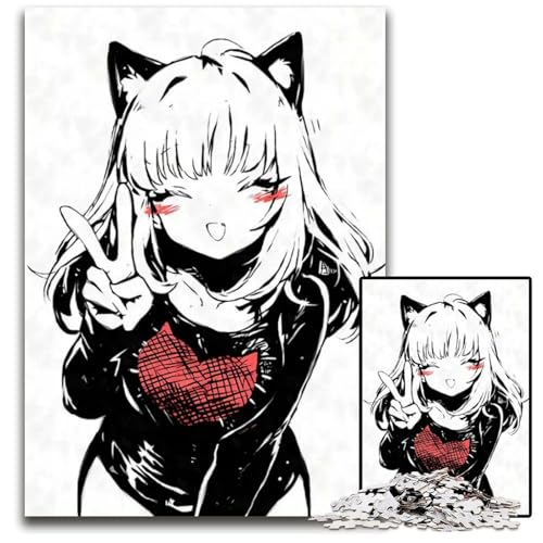Kawaii Anime Catgirl Ink14 1000teiliges Puzzle für Erwachsene schwierige Puzzles für Erwachsene perfekt für Heimdekoration Geburtstage Feiertage und Geschenke 1000 Teile (38 x 26 cm) von CXUOSADIP